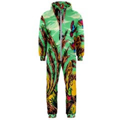 Monkey Tiger Bird Parrot Forest Jungle Style Hooded Jumpsuit (men) by Grandong