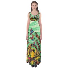 Monkey Tiger Bird Parrot Forest Jungle Style Empire Waist Maxi Dress by Grandong