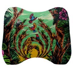 Monkey Tiger Bird Parrot Forest Jungle Style Velour Head Support Cushion by Grandong