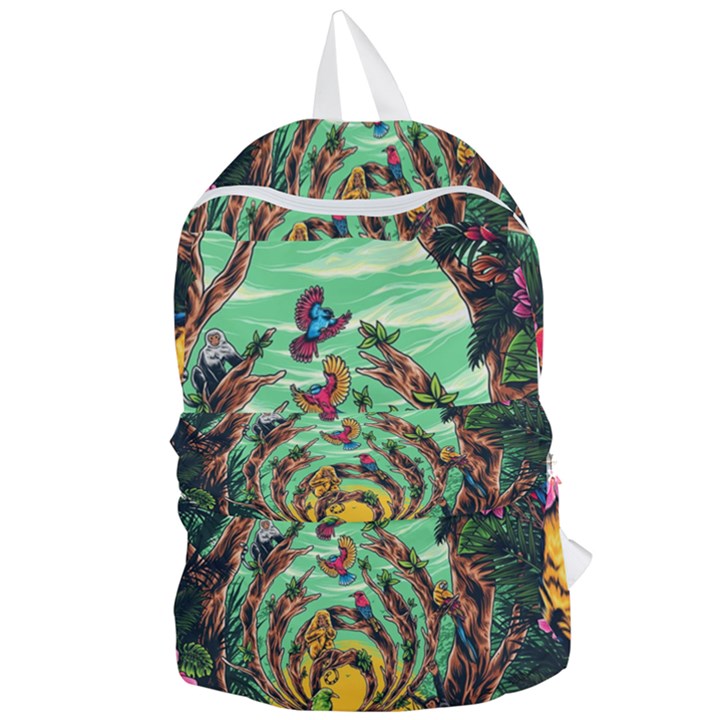 Monkey Tiger Bird Parrot Forest Jungle Style Foldable Lightweight Backpack