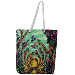 Monkey Tiger Bird Parrot Forest Jungle Style Full Print Rope Handle Tote (large) by Grandong