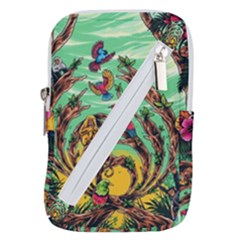 Monkey Tiger Bird Parrot Forest Jungle Style Belt Pouch Bag (small) by Grandong