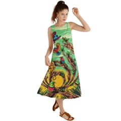 Monkey Tiger Bird Parrot Forest Jungle Style Summer Maxi Dress by Grandong