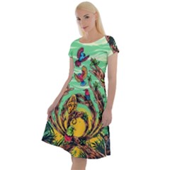Monkey Tiger Bird Parrot Forest Jungle Style Classic Short Sleeve Dress by Grandong