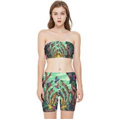 Monkey Tiger Bird Parrot Forest Jungle Style Stretch Shorts And Tube Top Set by Grandong