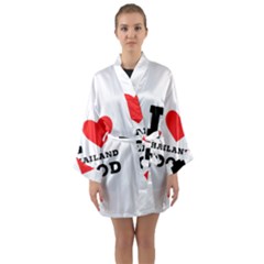 I Love Thailand Food Long Sleeve Satin Kimono by ilovewhateva