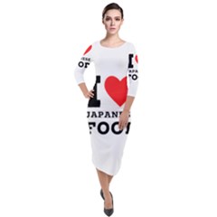 I love Japanese food Quarter Sleeve Midi Velour Bodycon Dress