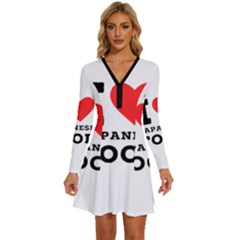 I Love Japanese Food Long Sleeve Deep V Mini Dress  by ilovewhateva