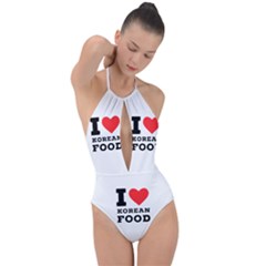 I Love Korean Food Plunge Cut Halter Swimsuit by ilovewhateva