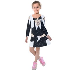 Wednesday Addams Kids  Long Sleeve Velvet Dress