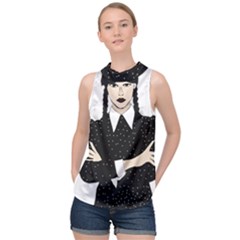 Wednesday Addams High Neck Satin Top by Fundigitalart234