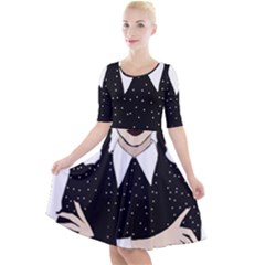 Wednesday Addams Quarter Sleeve A-line Dress