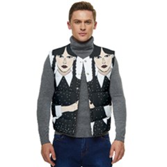 Wednesday Addams Men s Short Button Up Puffer Vest	 by Fundigitalart234