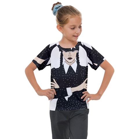 Wednesday Addams Kids  Mesh Piece Tee by Fundigitalart234