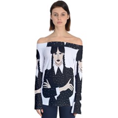 Wednesday Addams Off Shoulder Long Sleeve Top by Fundigitalart234