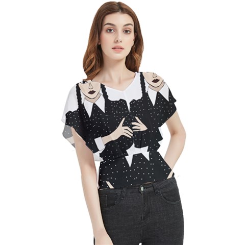 Wednesday Addams Butterfly Chiffon Blouse by Fundigitalart234