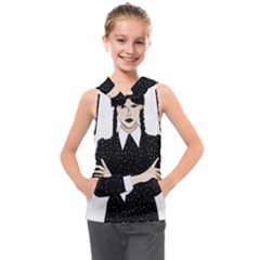 Wednesday Addams Kids  Sleeveless Hoodie by Fundigitalart234