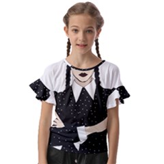 Wednesday Addams Kids  Cut Out Flutter Sleeves by Fundigitalart234