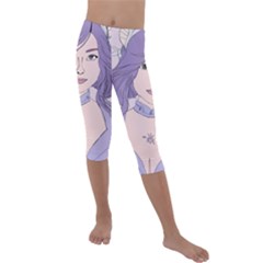 Futuristic Woman Kids  Lightweight Velour Capri Leggings  by Fundigitalart234