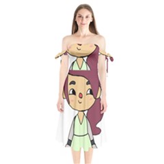 Toca life self made character  Shoulder Tie Bardot Midi Dress