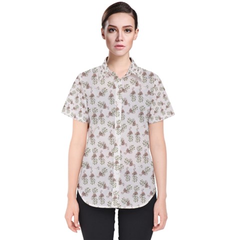 Warm Blossom Harmony Floral Pattern Women s Short Sleeve Shirt by dflcprintsclothing