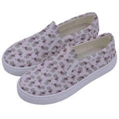 Warm Blossom Harmony Floral Pattern Kids  Canvas Slip Ons by dflcprintsclothing