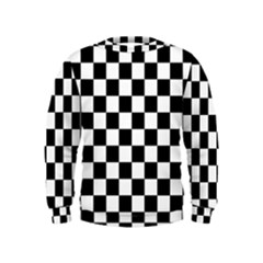 Black White Checker Pattern Checkerboard Kids  Sweatshirt by Cowasu