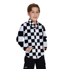 Black White Checker Pattern Checkerboard Kids  Windbreaker by Cowasu