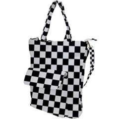 Black White Checker Pattern Checkerboard Shoulder Tote Bag