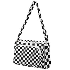 Black White Checker Pattern Checkerboard Front Pocket Crossbody Bag