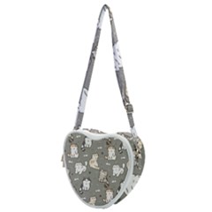 Cute Cat Pattern Cartoon Heart Shoulder Bag by Cowasu