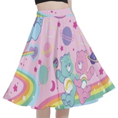 Bears Kawaii Pattern A-line Full Circle Midi Skirt With Pocket by Cowasu