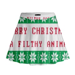 Merry Christmas Ya Filthy Animal Mini Flare Skirt by Cowasu