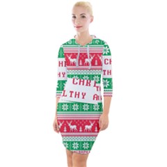 Merry Christmas Ya Filthy Animal Quarter Sleeve Hood Bodycon Dress by Cowasu