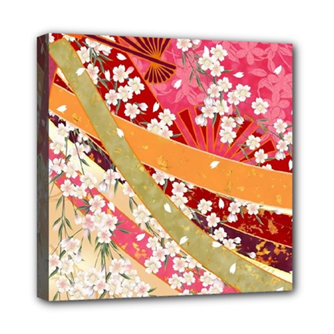 Japanese Kimono Pattern Mini Canvas 8  X 8  (stretched) by Cowasu