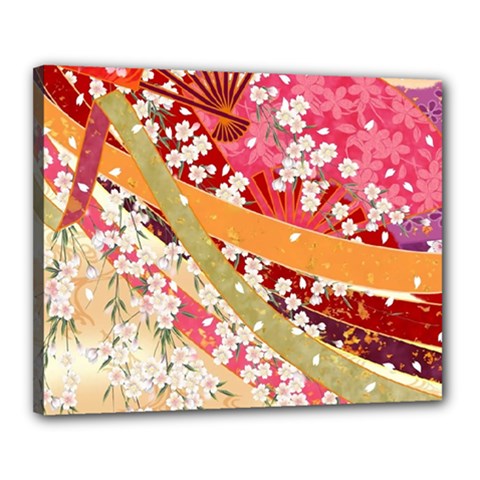 Japanese Kimono Pattern Canvas 20  X 16  (stretched) by Cowasu