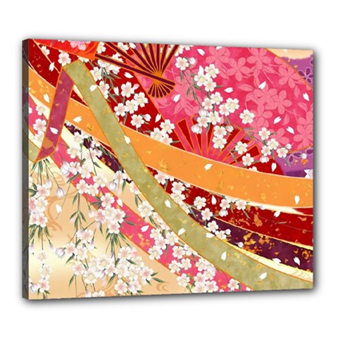 Japanese Kimono Pattern Canvas 24  X 20  (stretched) by Cowasu