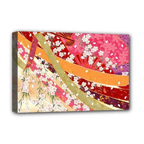 Japanese Kimono Pattern Deluxe Canvas 18  X 12  (stretched) by Cowasu