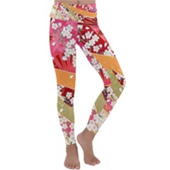 Japanese Kimono Pattern Kids  Lightweight Velour Classic Yoga Leggings