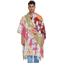 Japanese Kimono Pattern Men s Hooded Rain Ponchos