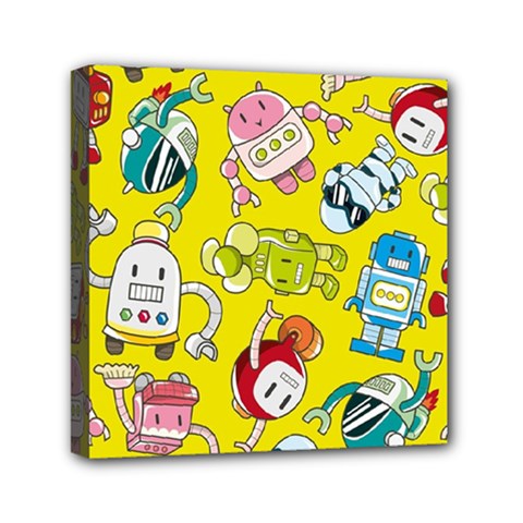 Robot Pattern Lego Mini Canvas 6  X 6  (stretched) by Cowasu