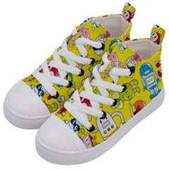 Robot Pattern Lego Kids  Mid-top Canvas Sneakers