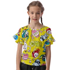 Robot Pattern Lego Kids  Cut Out Flutter Sleeves by Cowasu