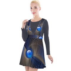 Abstract Background Pattern Plunge Pinafore Velour Dress