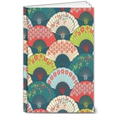 Japanese Fans Bright Pattern 8  X 10  Hardcover Notebook