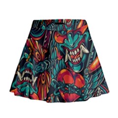 Japanese Graffiti Mini Flare Skirt