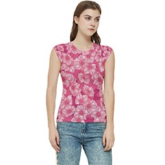 Cute Pink Sakura Flower Pattern Women s Raglan Cap Sleeve Tee