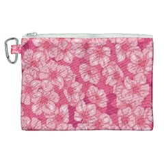 Cute Pink Sakura Flower Pattern Canvas Cosmetic Bag (xl) by Cowasu