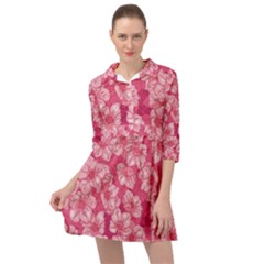 Cute Pink Sakura Flower Pattern Mini Skater Shirt Dress by Cowasu