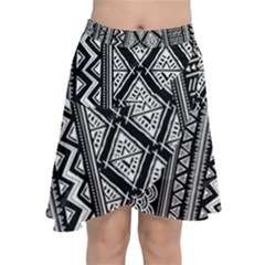 Tribal African Pattern Chiffon Wrap Front Skirt by Cowasu